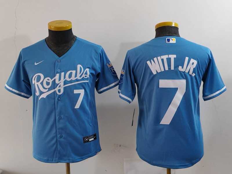 Youth Kansas City Royals #7 Bobby Witt Jr Number Light Blue Cool Base Stitched Jersey,We sell and wholesale Youth Kansas City Royals #7 Bobby Witt Jr Number Light Blue Cool Base Stitched Jersey on line form chian!